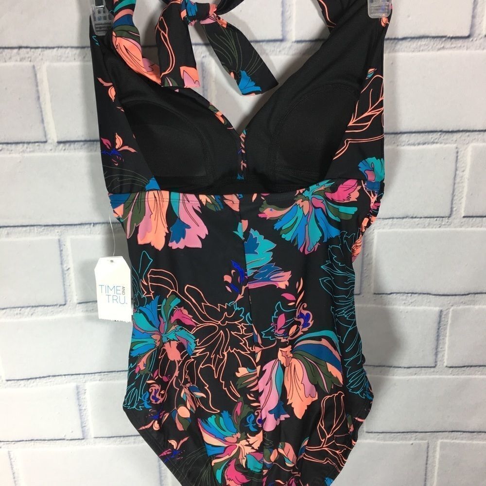 Time and True 1 Pc Halter Swimsuit Black Small 4-6 - Picture 5 of 7
